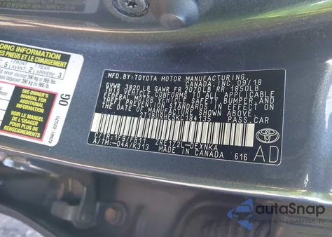 2019 Toyota Corolla Le from USA, damaged, VIN 2T1BURHE5KC184135